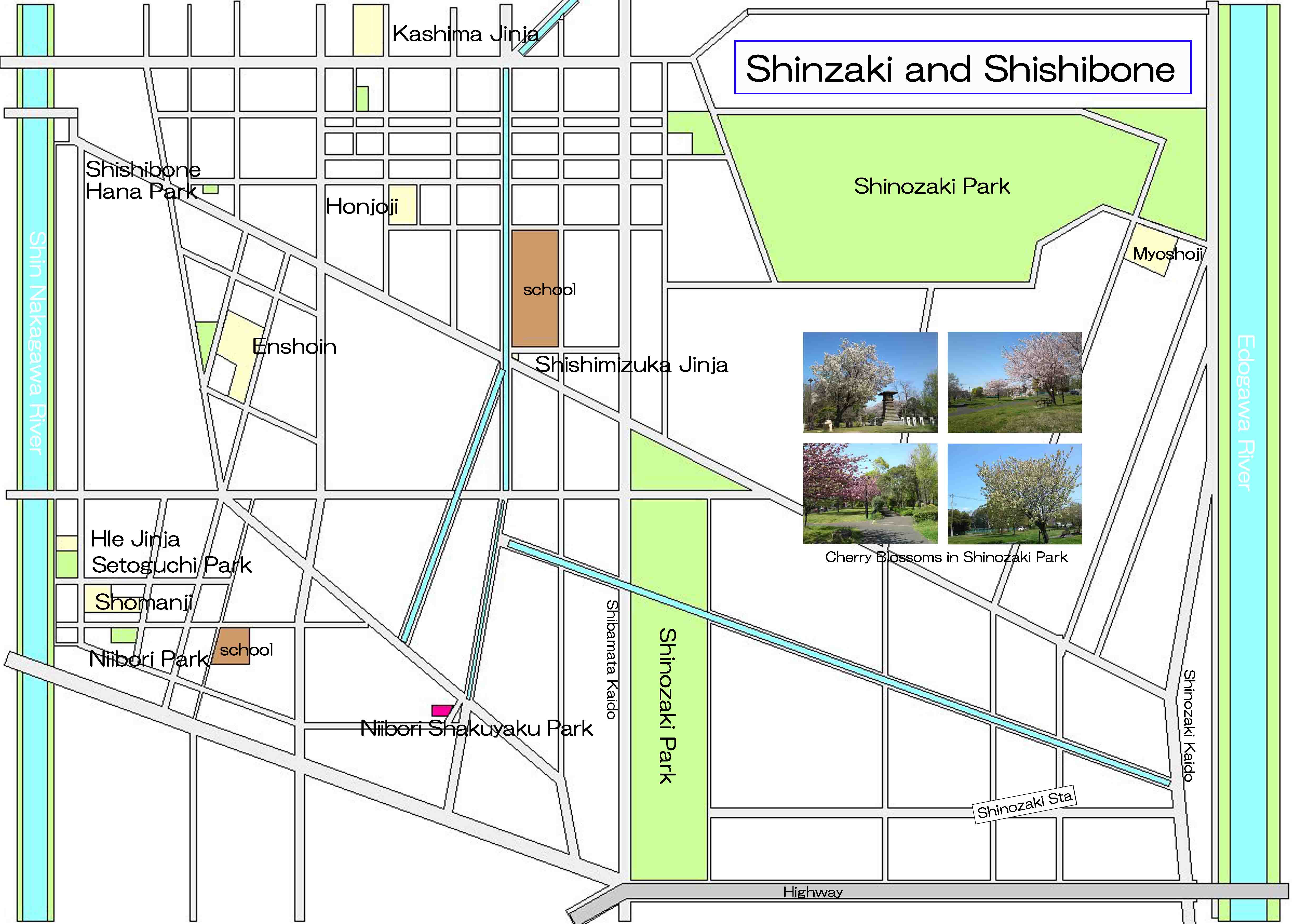 the map near Shinozaki Park